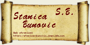 Stanica Bunović vizit kartica